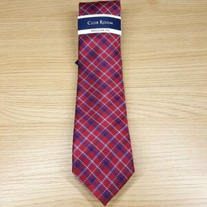 CLUB ROOM Mens Neck Tie Red Plaid Classic Pointed